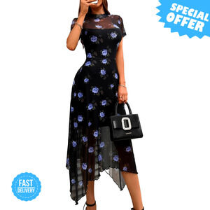 BRAND NEW GothDark Vintage Floral Print Midi Dress - Summer Ready!
